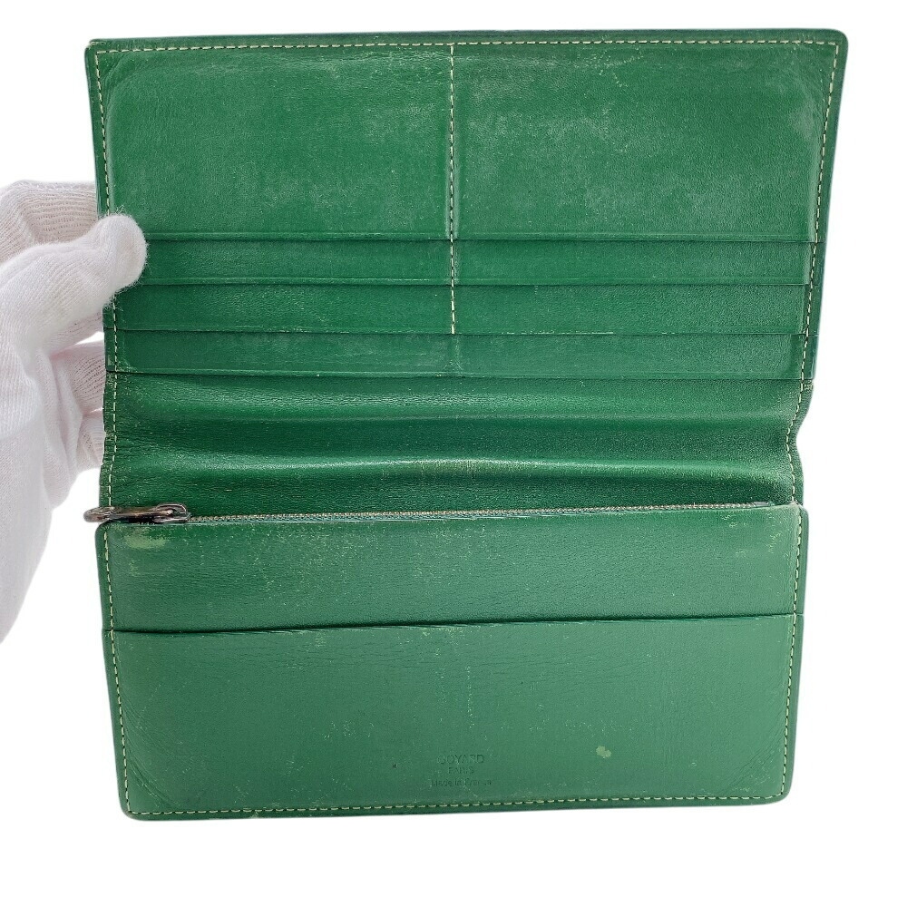 GOYARD Grenelle Herringbone Long Wallet Card Slots Coin Green - Picture 7 of 8